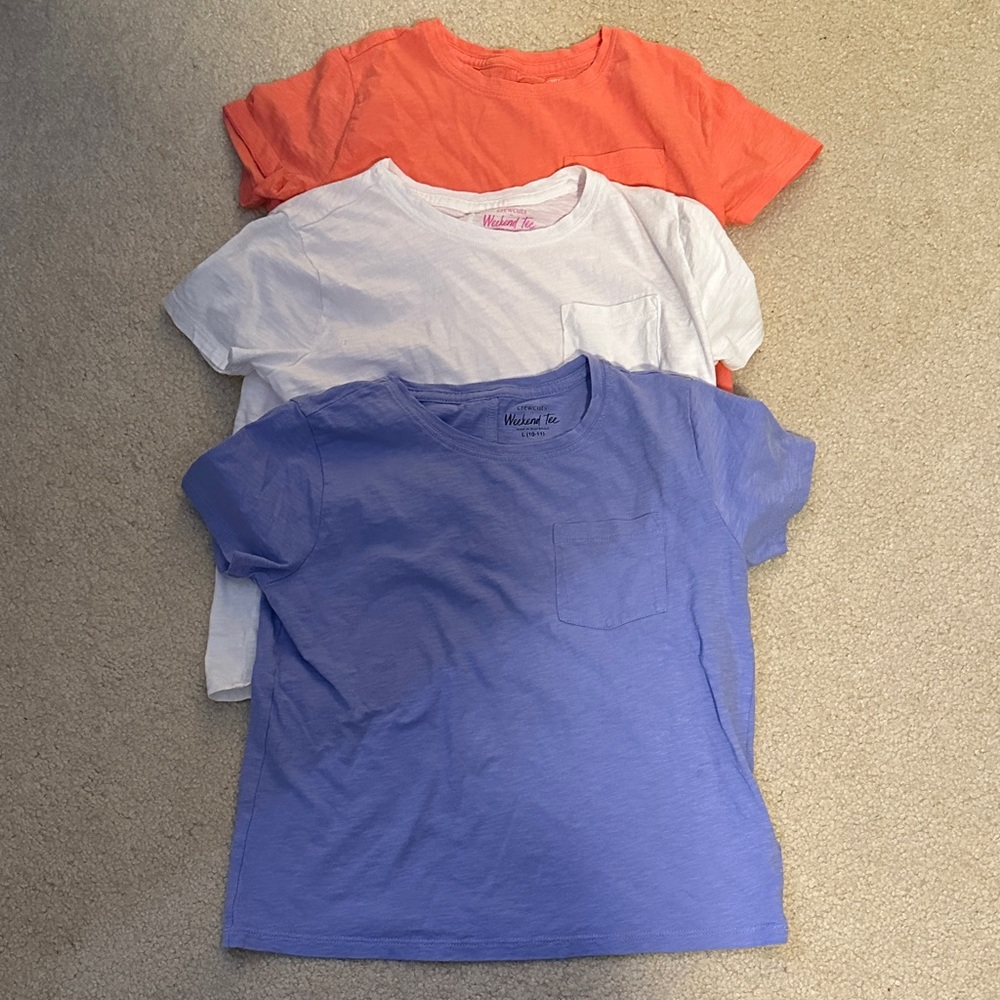 Lot of 3 CREWCUTS girls pocket “weekend tees” size L(10-11)